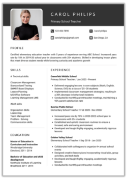Carol Philips Teacher Resume