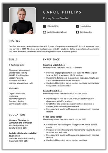 Carol Philips Teacher Resume