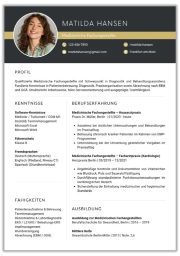 Lebenslauf für Medizinische Fachangestellte (MFA)