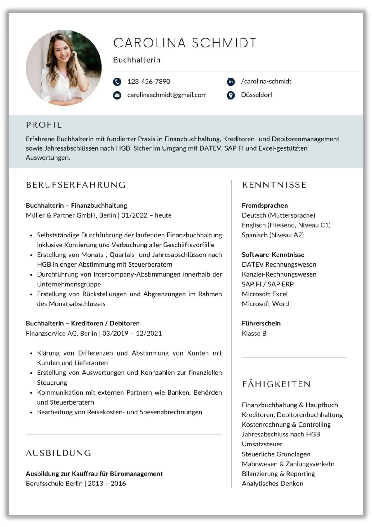 Lebenslauf Vorlage buchhalter Word