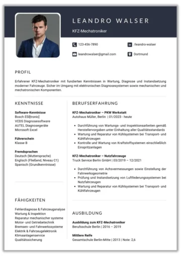 Lebenslauf Vorlage KFZ-mechatroniker Word