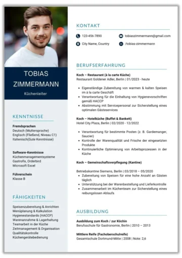 Lebenslauf Vorlage Koch Word