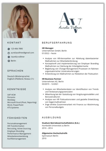 Lebenslauf Vorlage HR Manager einseitig Word