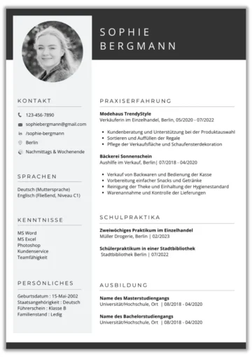 Lebenslauf Vorlage Minijob in Word, Canva