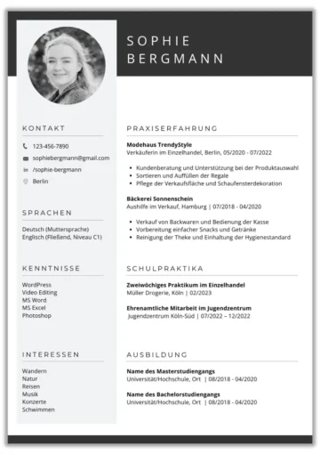 Lebenslauf Vorlage Minijob in Word, Canva