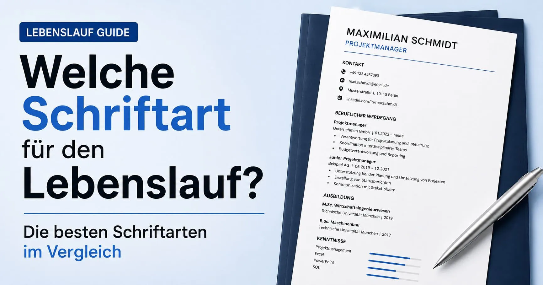 Schriftart für den Lebenslauf im Vergleich